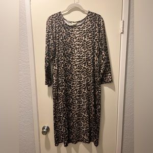 Leopard Print Form Fitting Midi Dress